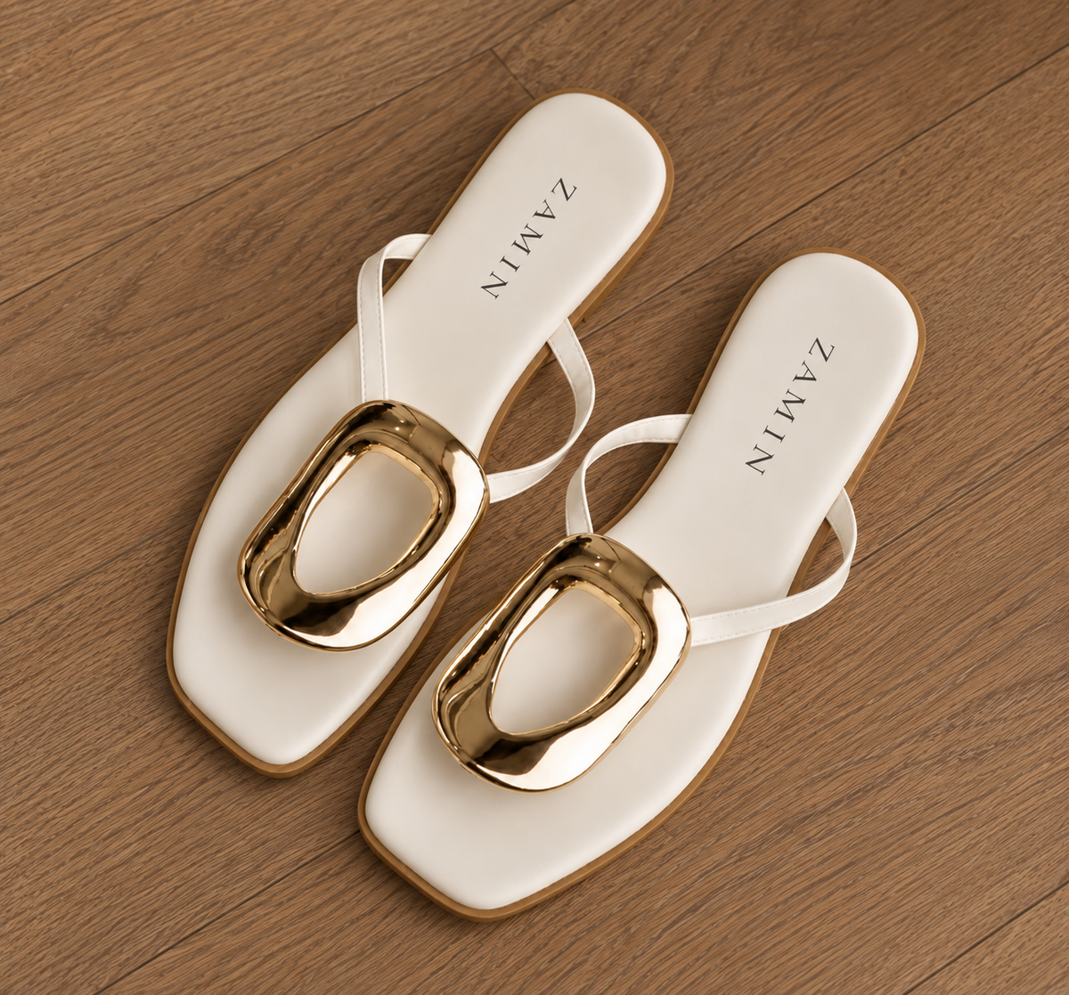 White Buckle Flats
